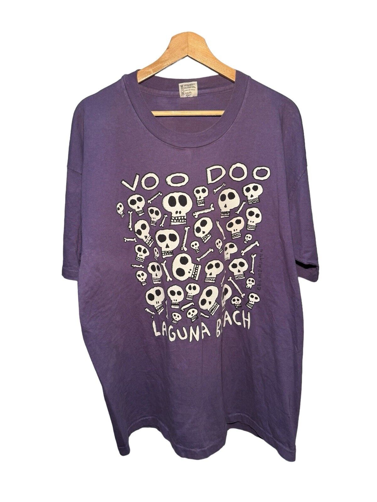 Vintage 1991 Laguna Beach Voo Doo Skull T-Shirt Sz XL Purple Rare 