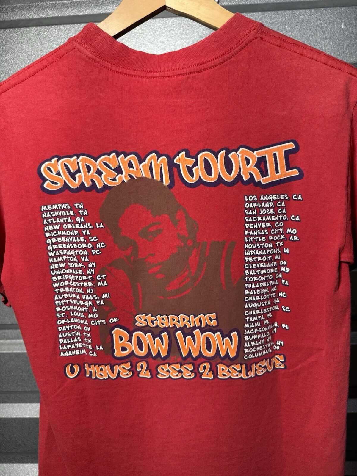 Vintage Lil Bow Wow Scream Tour 2 00s Rap tee hiphop Size S Rare Red