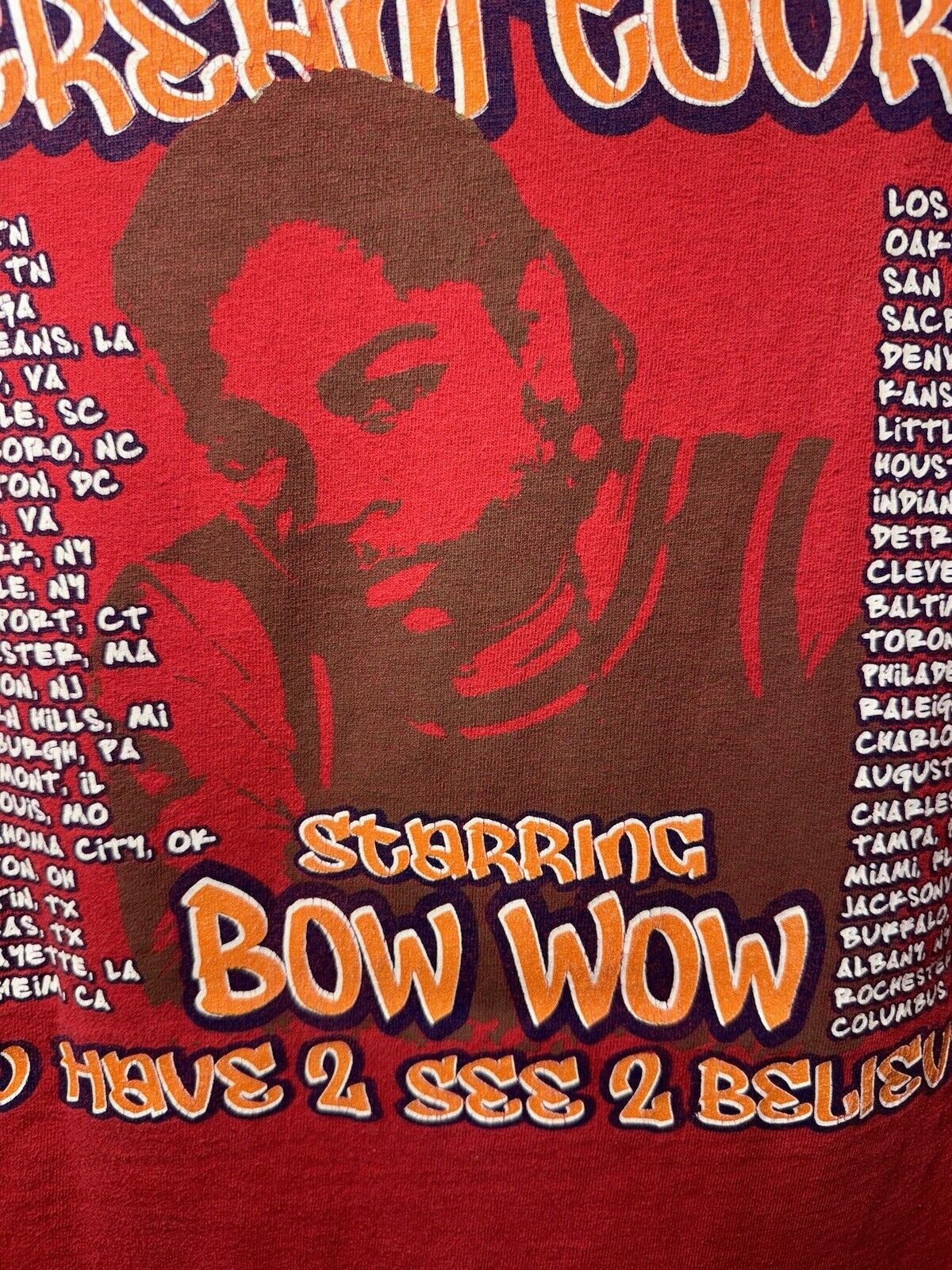 Vintage Lil Bow Wow Scream Tour 2 00s Rap tee hiphop Size S Rare Red