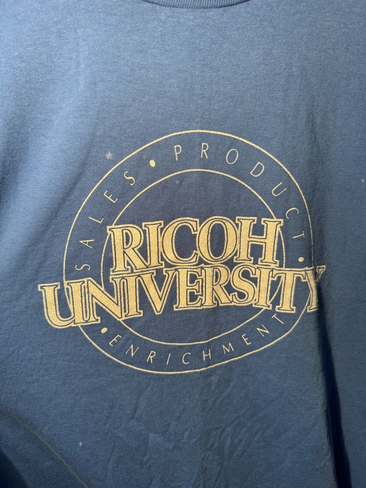 Vintage 90s Ricoh University T-Shirt Blue Sz XL Single Stitch Hanes 