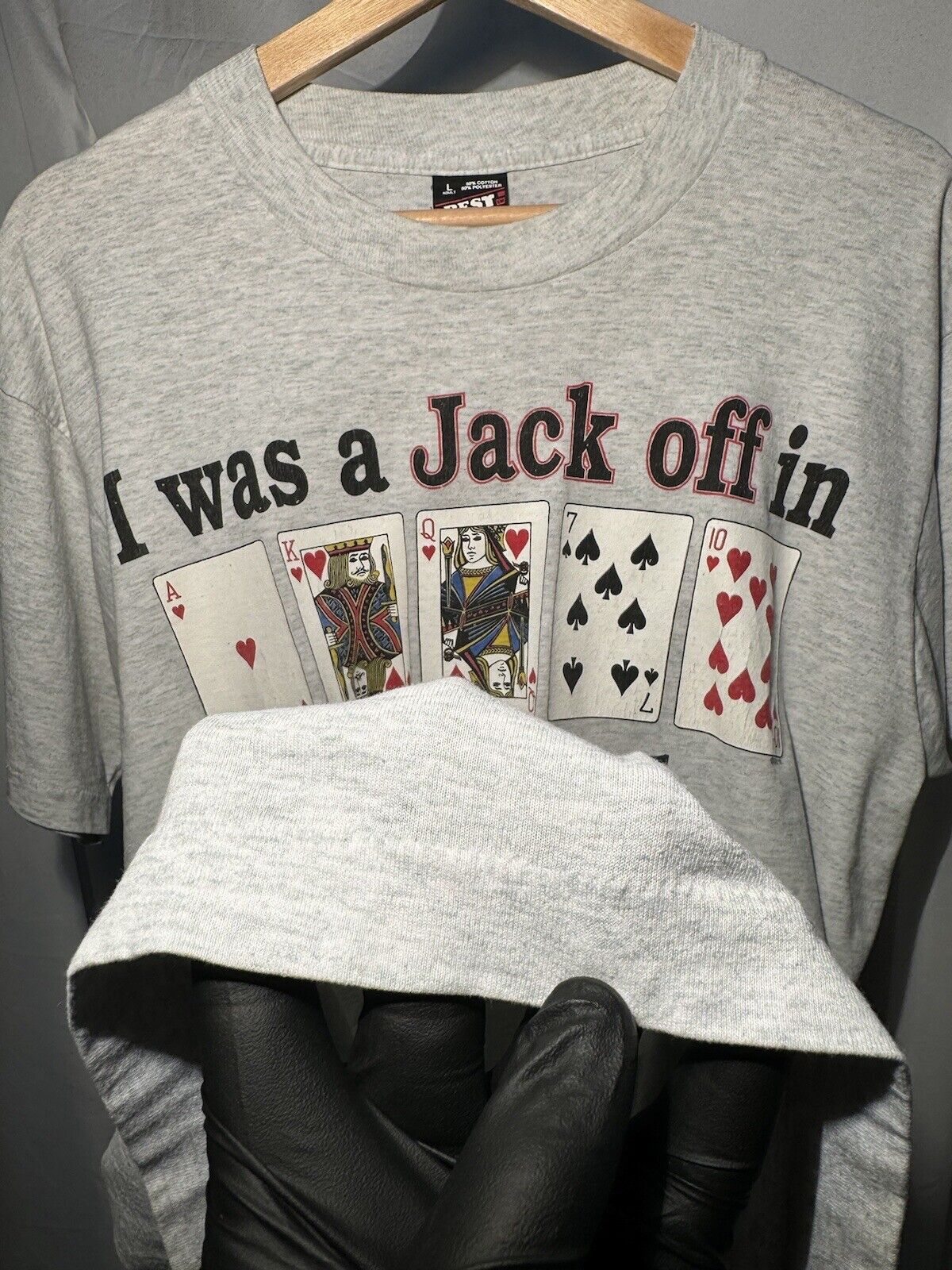 Vintage “I Was A Jack Off in Deadwood" Single Stitch T-Shirt L Gray USA Made