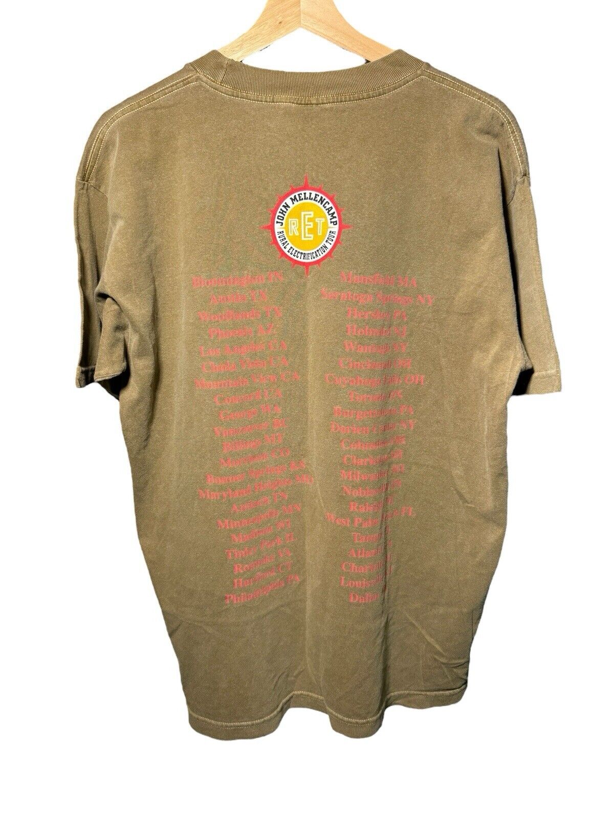 Vintage John Mellencamp 1999 Tour Concert T-Shirt Sz M Beige Dbl Sided 