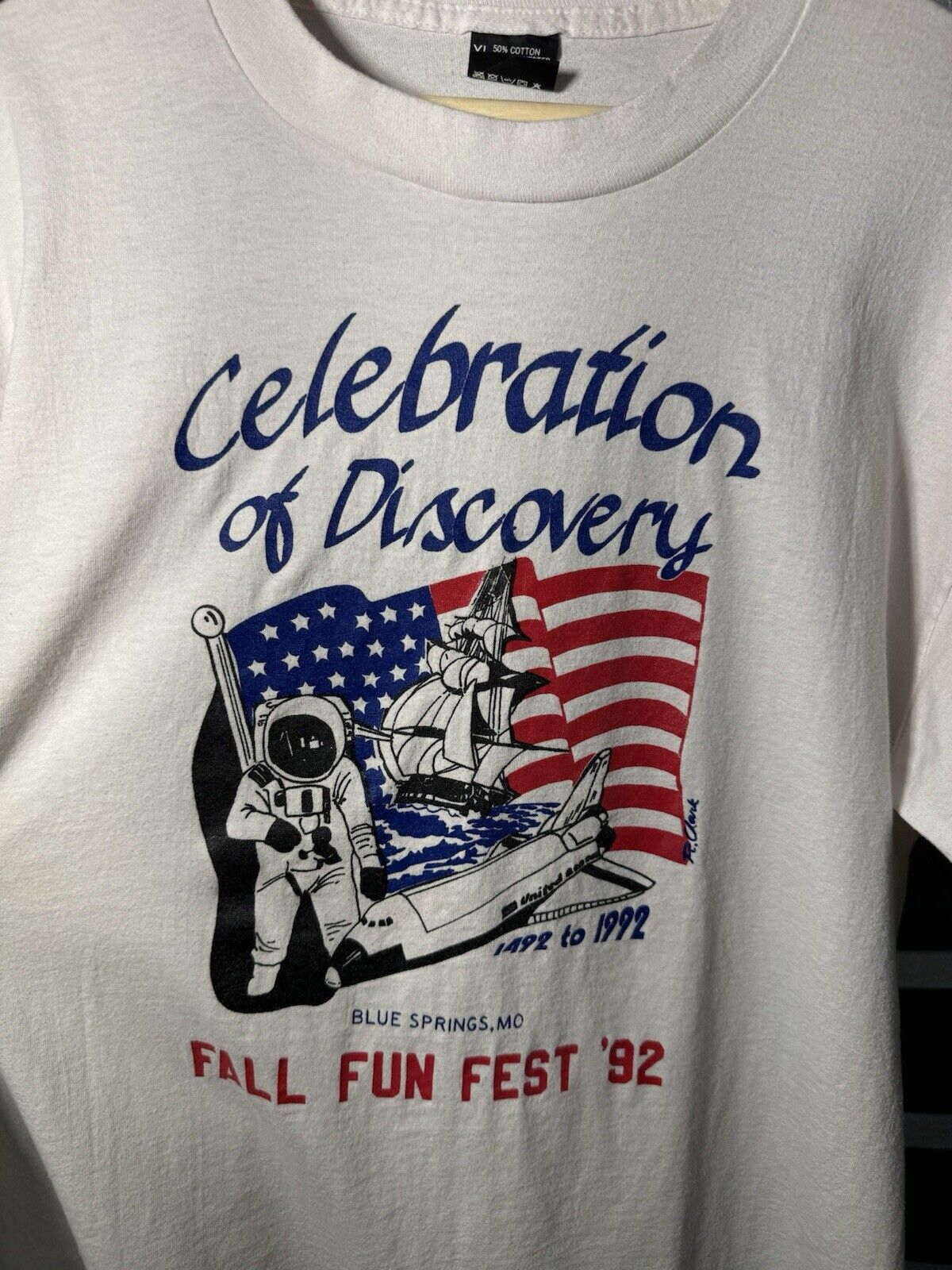 Vintage 1992 Celebration of Discovery Fall Fun Fest T-Shirt White Sz XL 