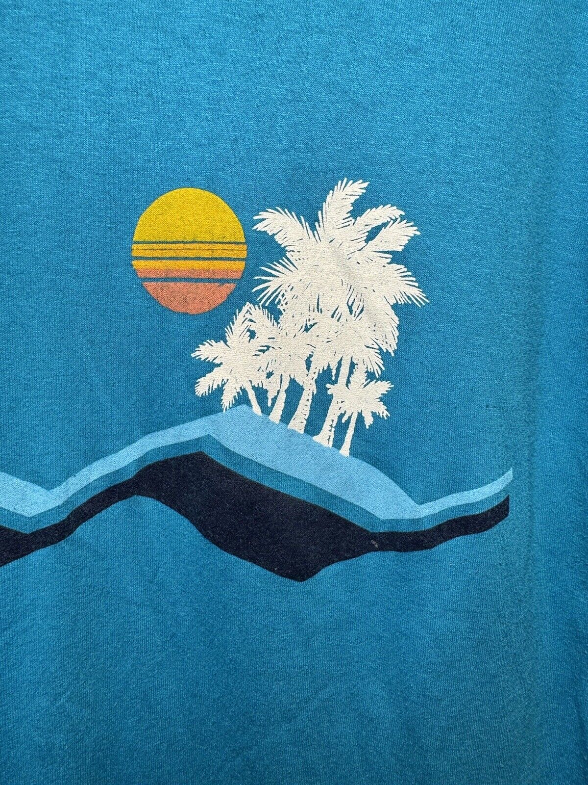 Vintage Hawaii T-Shirt Blue Palm Trees Island Single Stitch Mens XL 