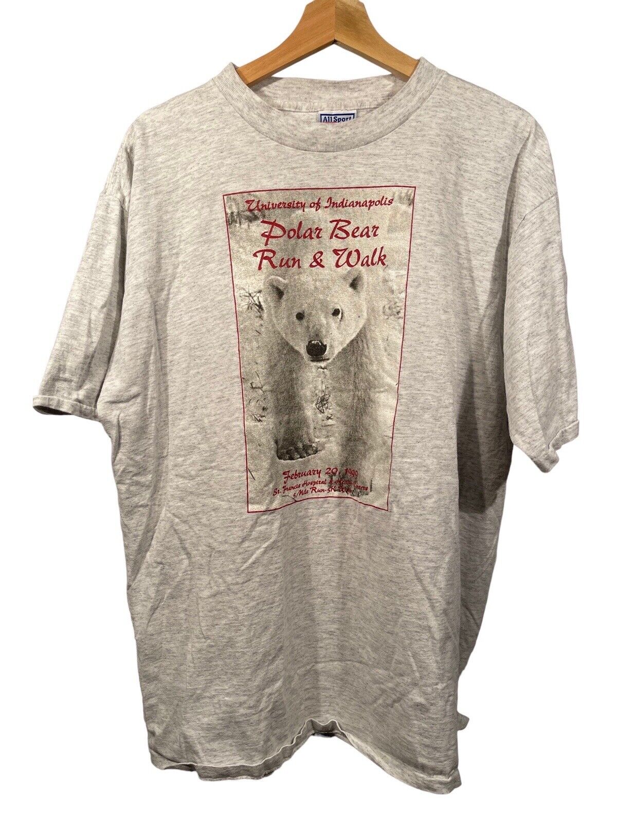 Vintage Polar Bear Shirt Adult XL Gray Short Sleeve 90s USA Single Stitch