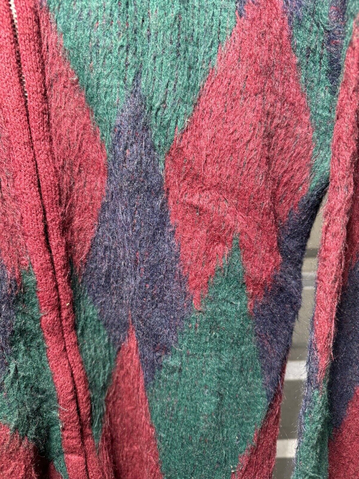 Vtg 50s Young Breed Revere Mens S Shag Rac Cardigan Sweater Mohair Cobain Grunge