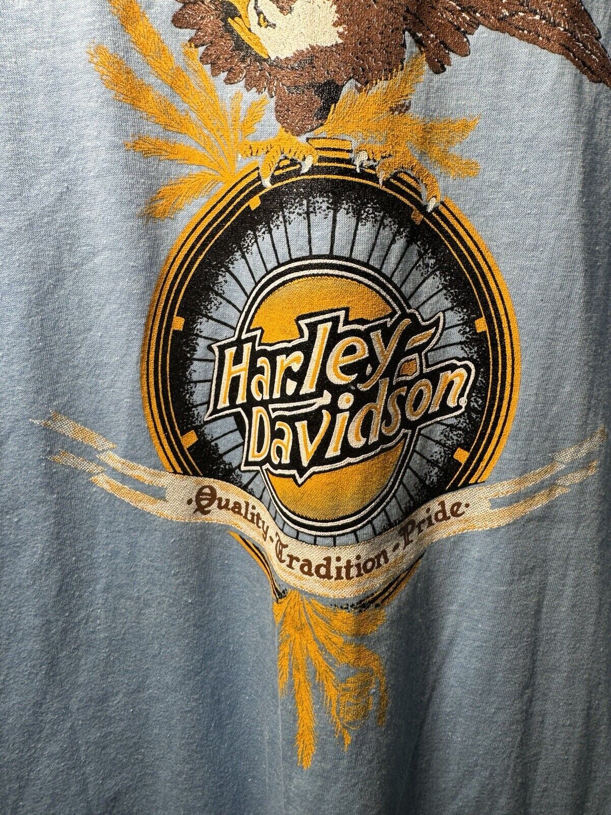 Vintage 80s Harley Davidson Blue T-Shirt Biker North Carolina Sz L Biker USA 