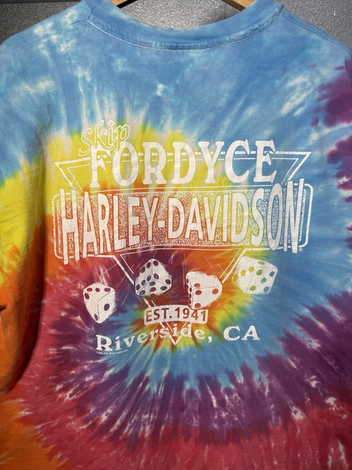 VTG 90s HARLEY DAVIDSON TIE DYE T SHIRT EXTRA LARGE BUILT TO HANDLE ANYTHING 