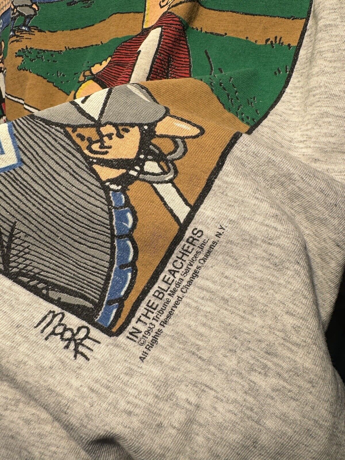 Vintage 1993 Baseball In The Bleachers Comic Strip T-Shirt Size L Gray 