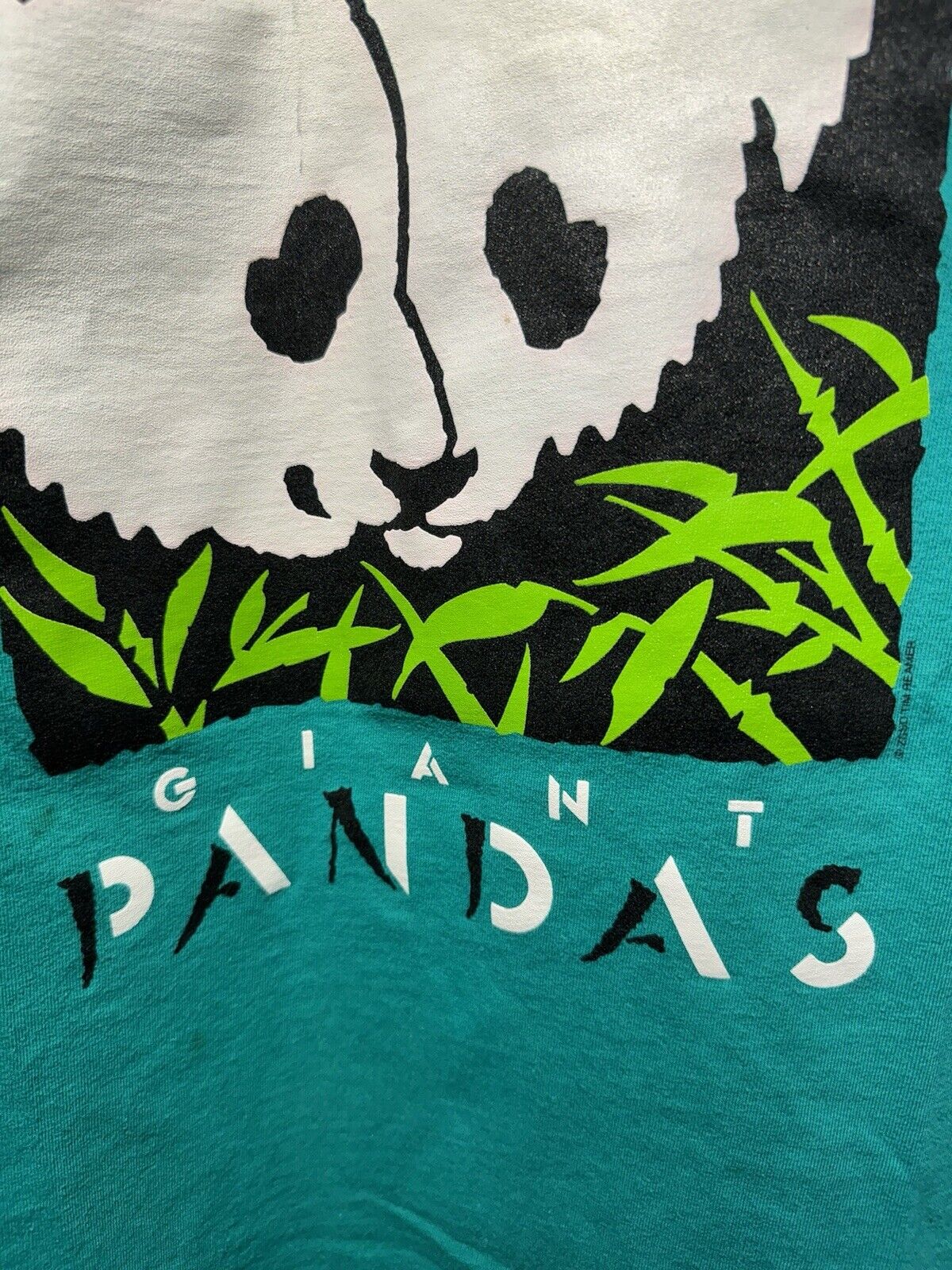 Vtg San Diego Zoo Giant Pandas Mens Teal T Shirt L Hanes Beefy 90s Tim Reamer