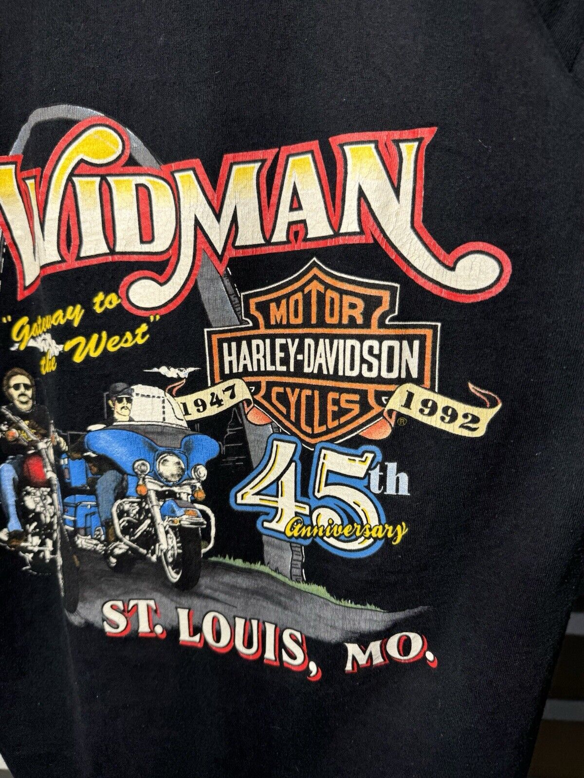 Vintage Harley Davidson 1992 St Louis MO T-Shirt Black Mens M Dbl Sided Rare 