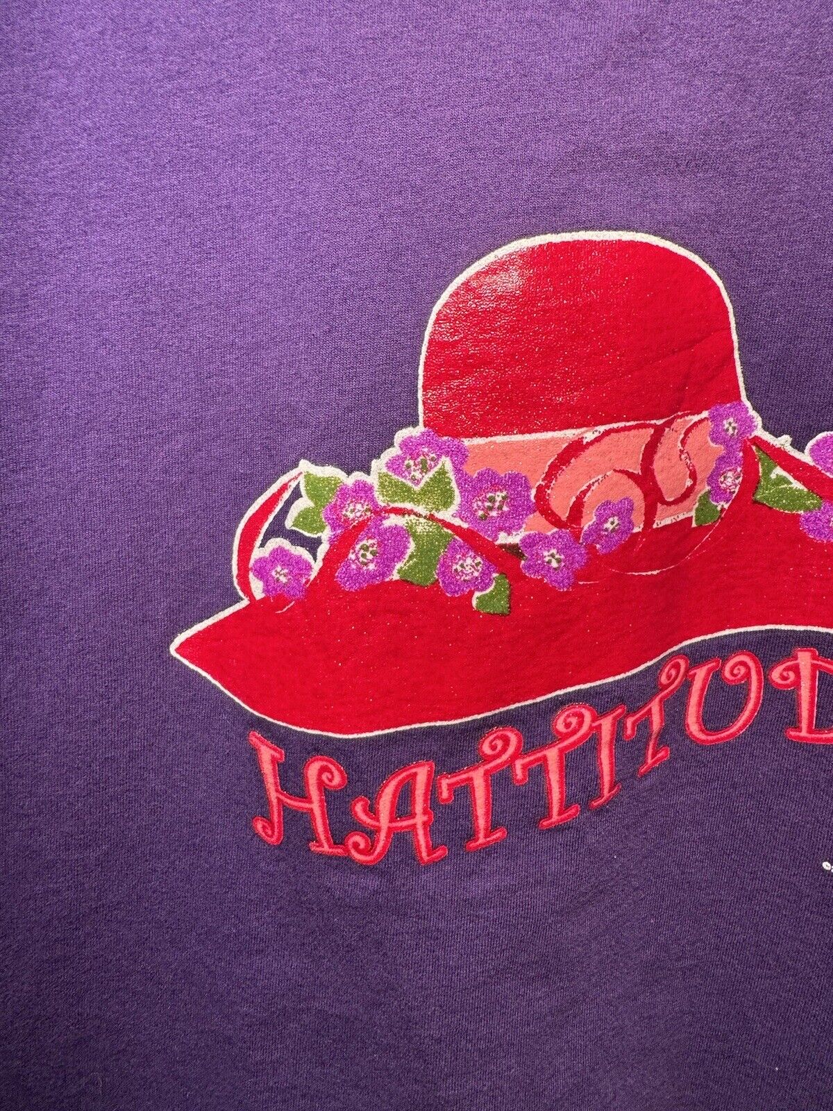 Vintage Red Hat Society T-Shirt Size L Purple Hattitude Unisex Adult  2003 Y2K