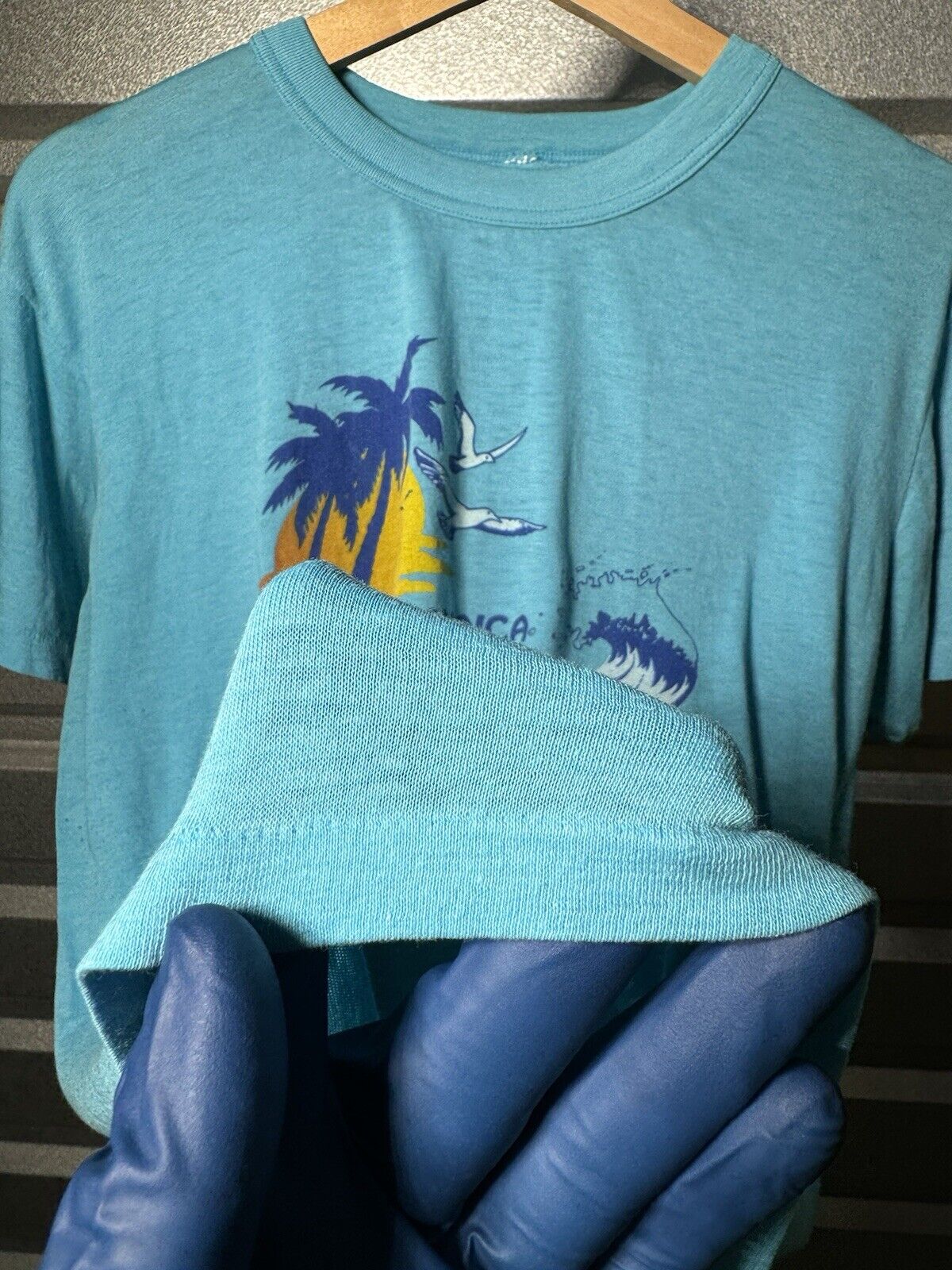 Vintage 80s 90s Jamaica T-Shirt Ocean Birds Nature Blue Sz M Single Stitch