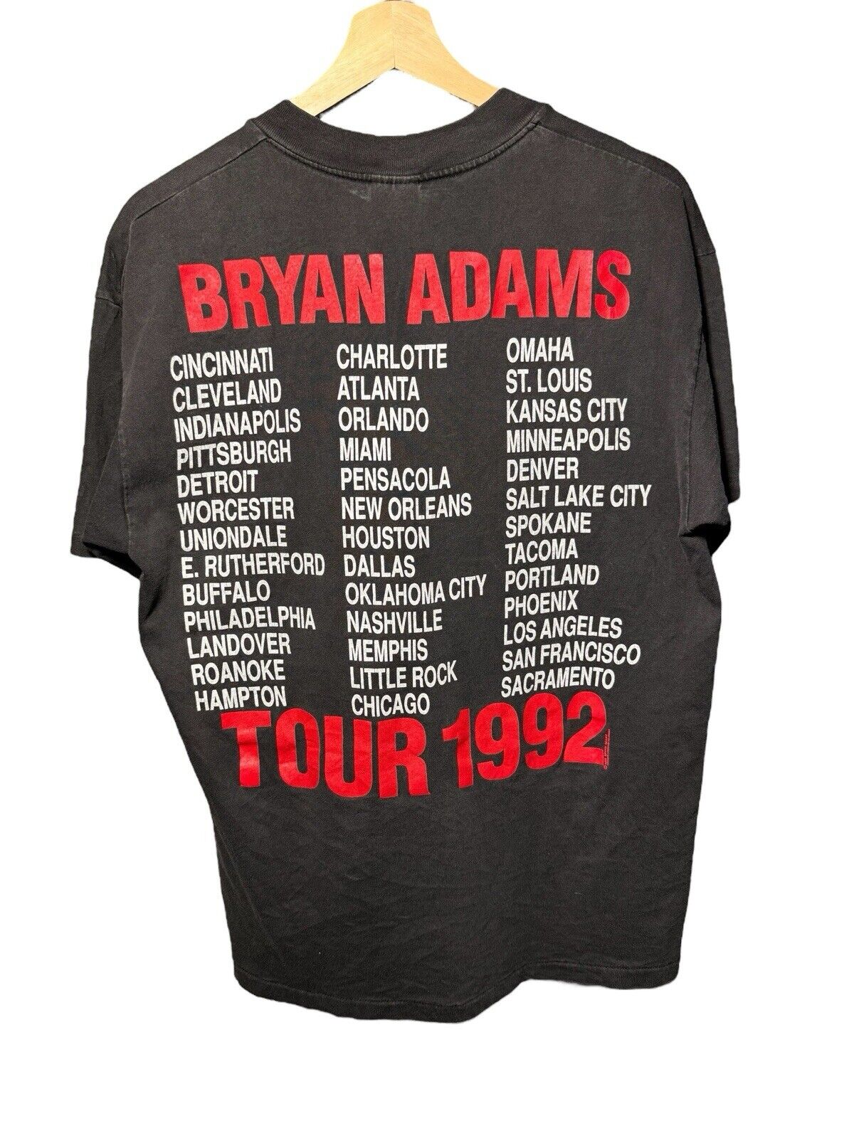 Vintage 90s Bryan Adams Waking Up The World 1992 Tour T Shirt Sz Large Original