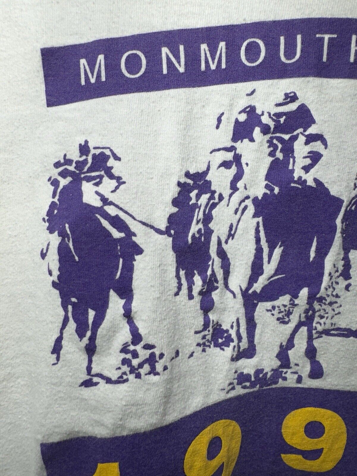 Vintage 1995 Monmouth Park Derby Horse Racing T-Shirt Sz XL White 