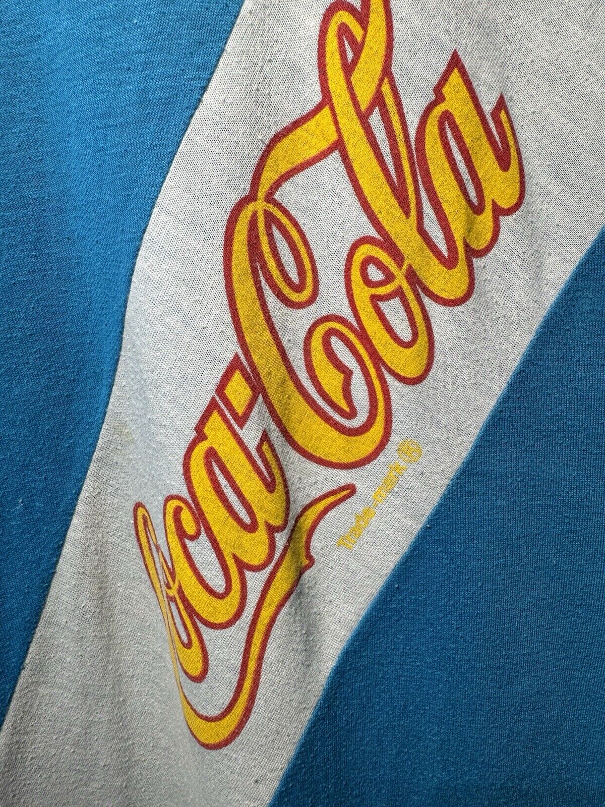 Vintage 80s COCA COLA COKE Classic T-Shirt Logo Size M Checkered Blue 