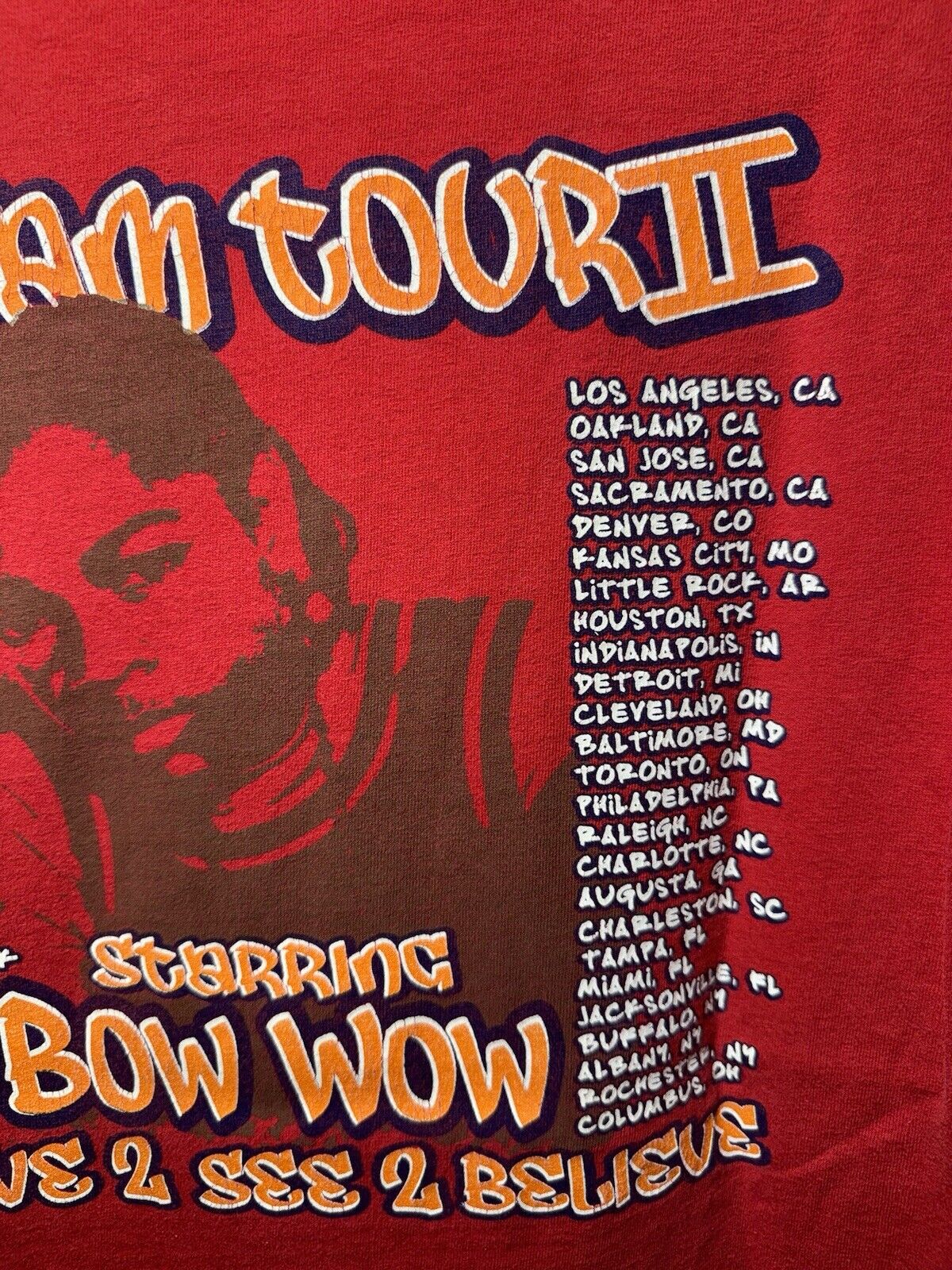 Vintage Lil Bow Wow Scream Tour 2 00s Rap tee hiphop Size S Rare Red