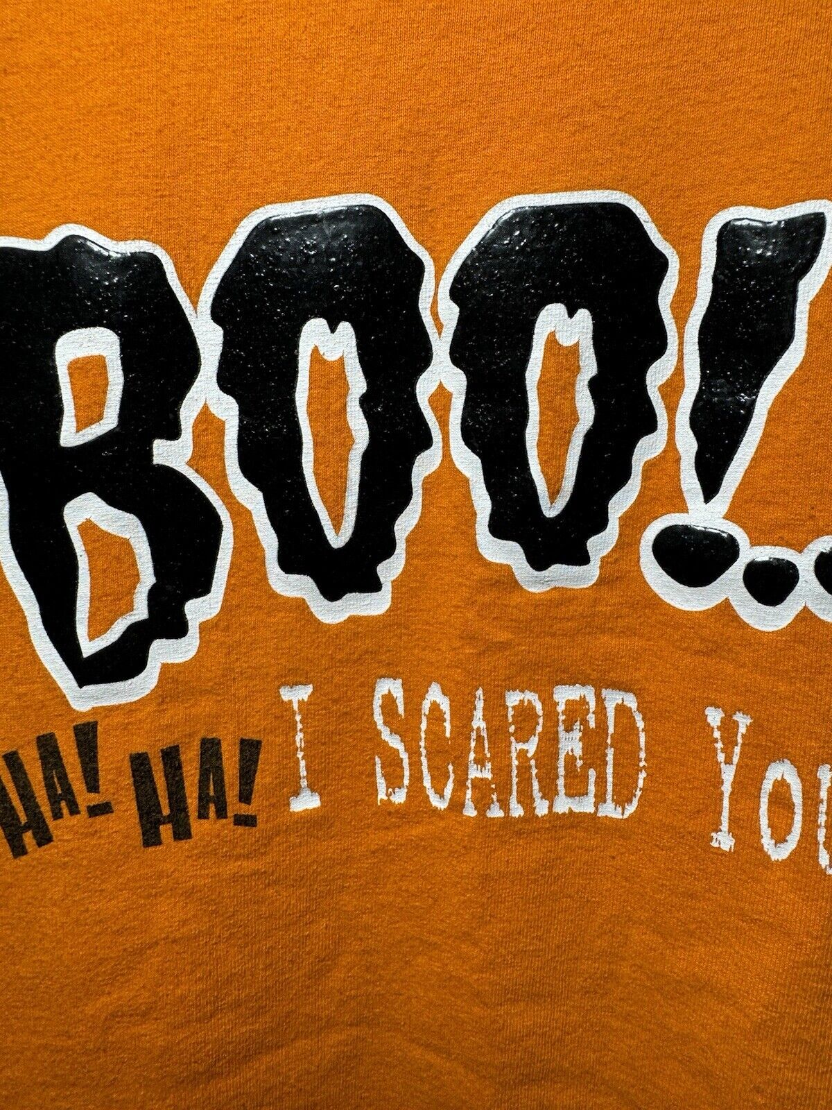 Vintage Boo I Scared You Halloween Spooky T-Shirt Orange Sz L AAA Tag