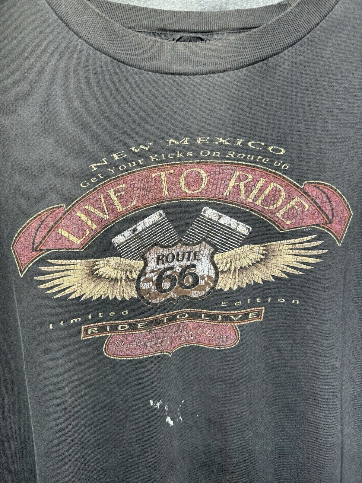 Vintage Y2K Live To Ride Route 66 Biker T-Shirt Faded Distressed Sz 2XL 