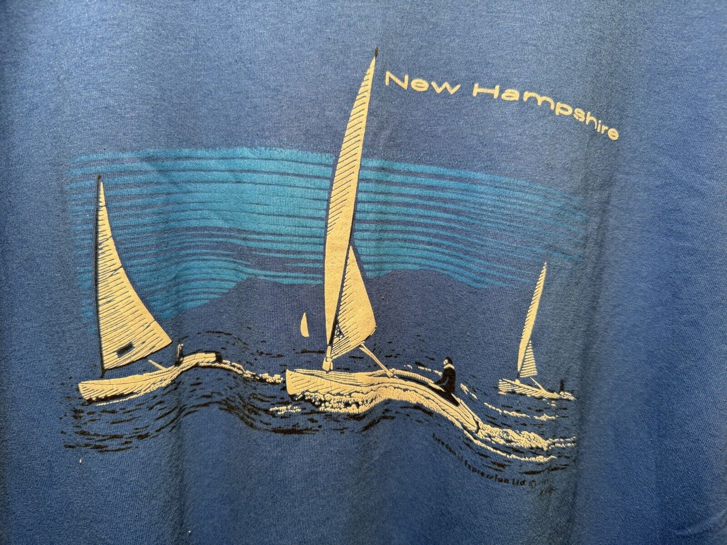 Vintage New Hampshire Sailing T Shirt Sz XL 1988 Single Stitch Boat USA made