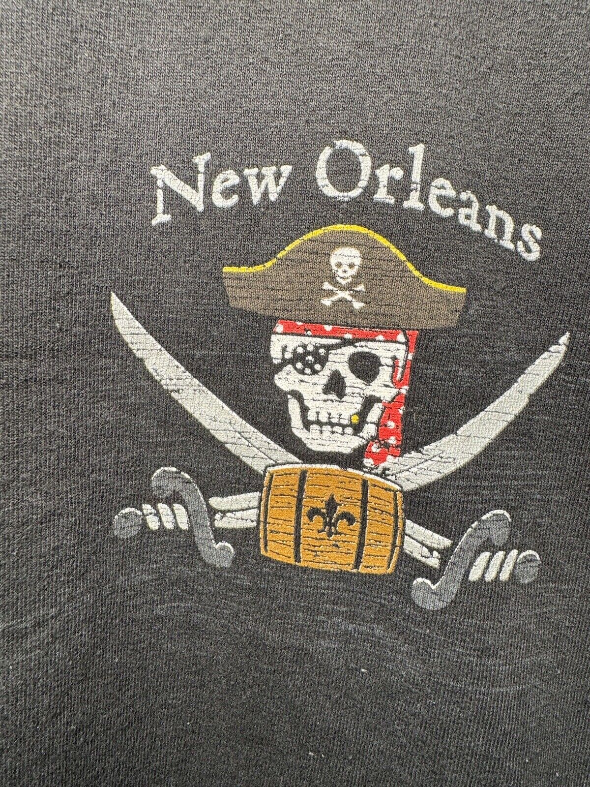 Vintage New Orleans Rum Runners T-Shirt Sz L Black Double Sided Skull USA