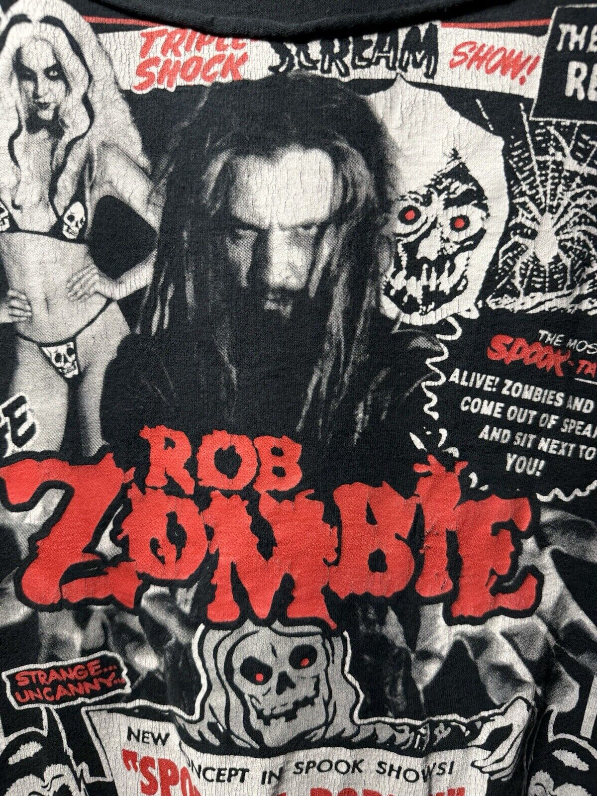 Vintage Rob Zombie Tour T-Shirt Size M Rock Spooks-A-Popping Great Zombie Show