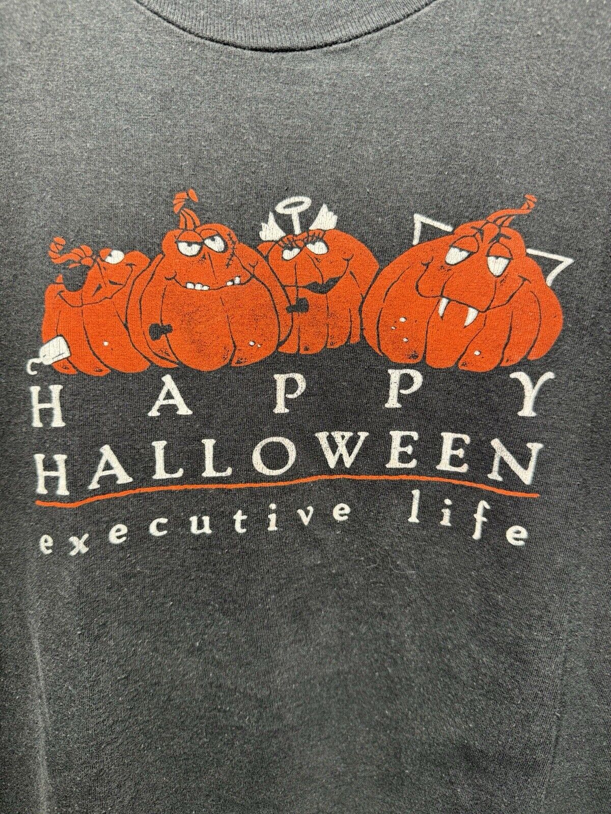 Vintage Jerzees Happy Halloween Executive Life T-Shirt Black Single Stitch Sz L