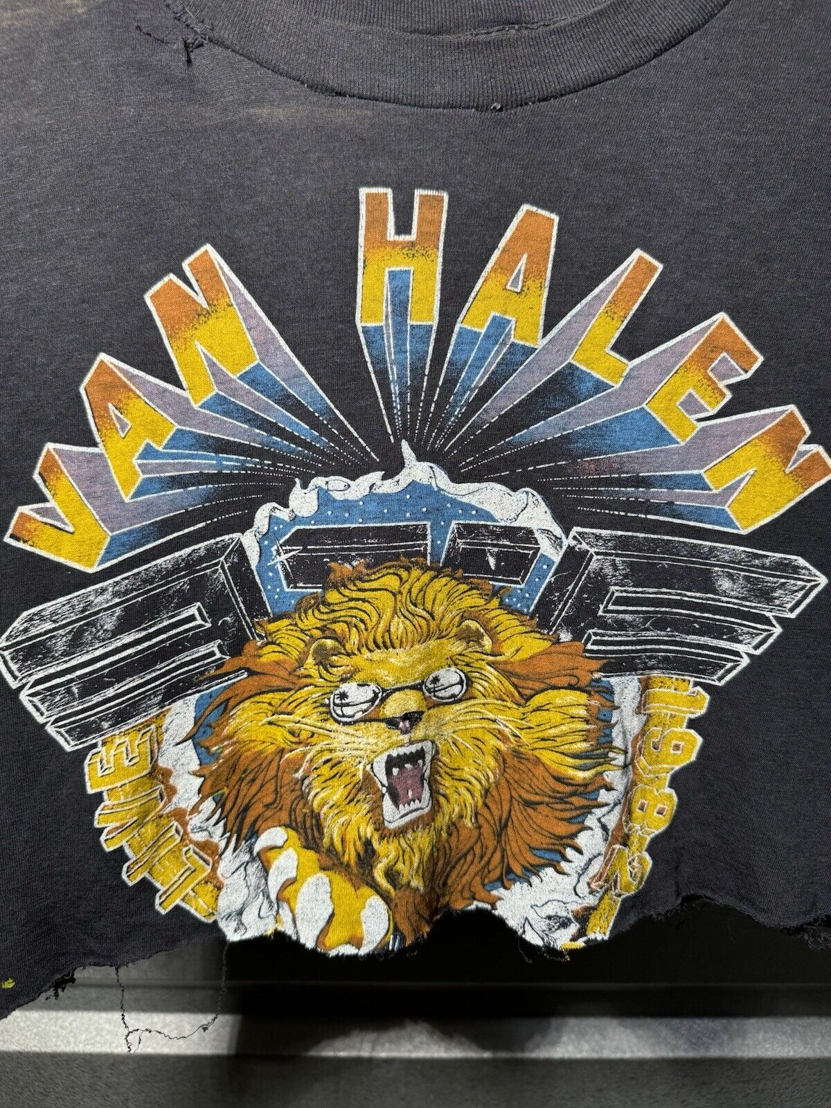 Vintage 1982 Van Halen Hide Your Sheep Down River Live Tour Band Tee Cropped 