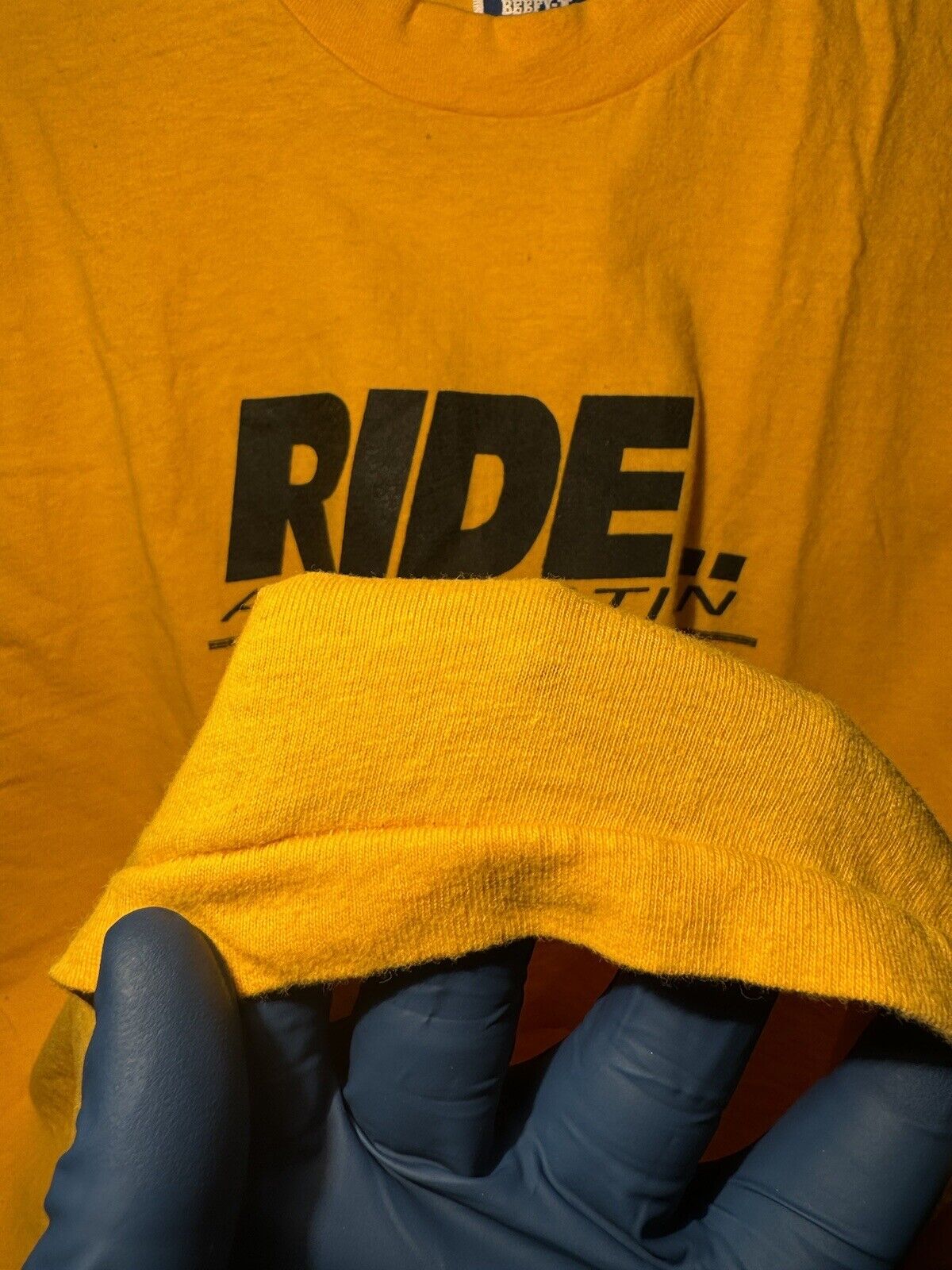 Vintage 90s Ride Association T-Shirt Yellow Sz L Hanes Single Stitch Biker Tee 