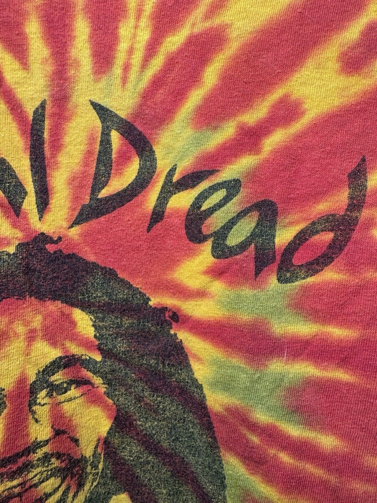 Vintage Grateful Dead Dread Bob Marley T-Shirt Sz L Tie Dye Band Music RARE 80s