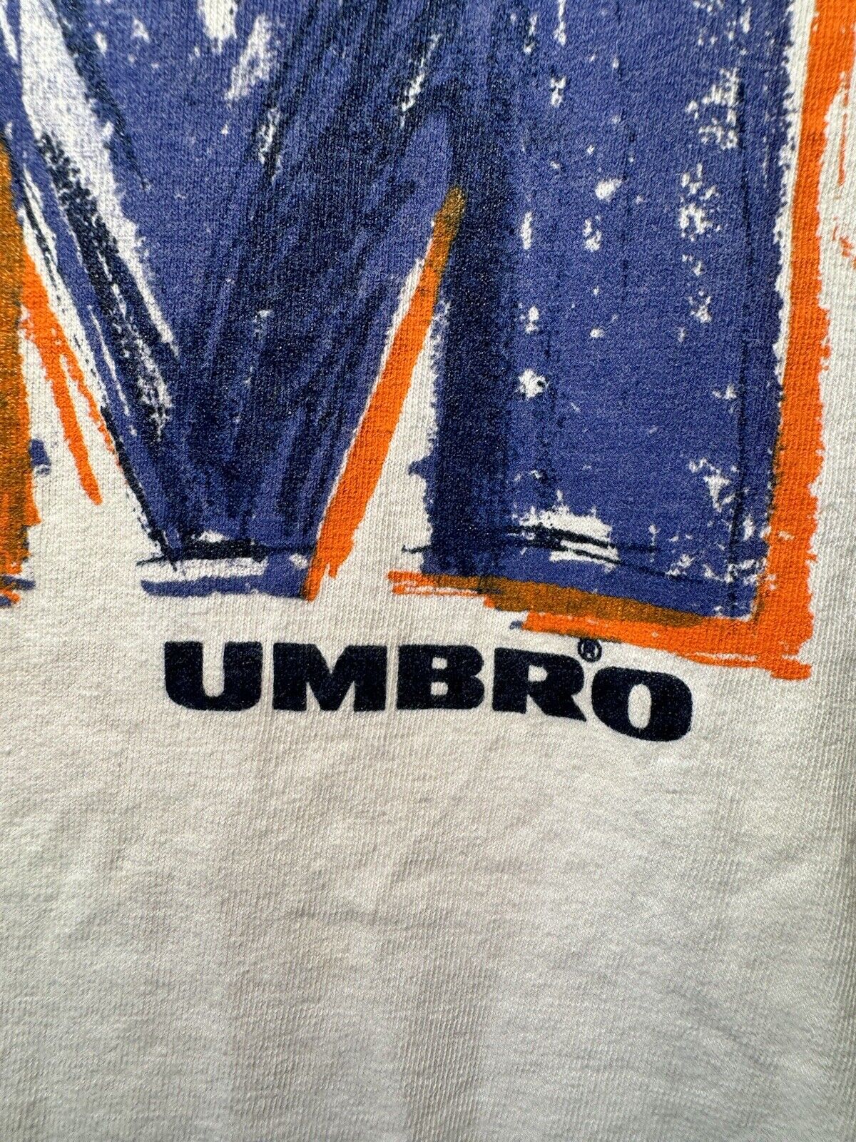 VTG Umbro Short Sleeve Soccer Colors T-Shirt USA Made Sz Youth L DBL Sided 