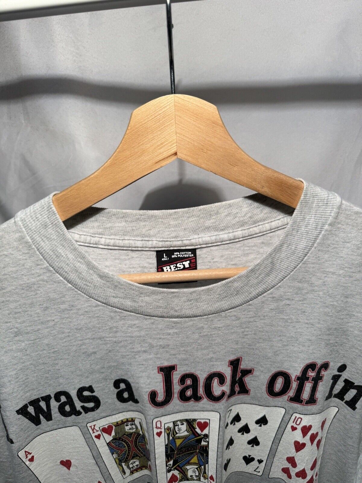 Vintage “I Was A Jack Off in Deadwood" Single Stitch T-Shirt L Gray USA Made