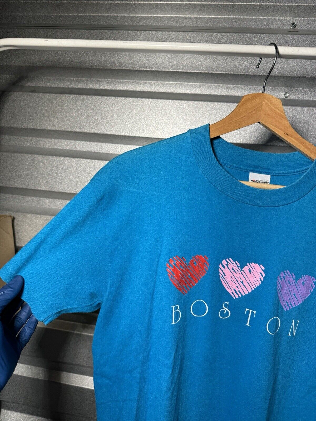 Vintage Boston T-Shirt 90’s Sz L Stedman Made In USA Heart Single Stitch 