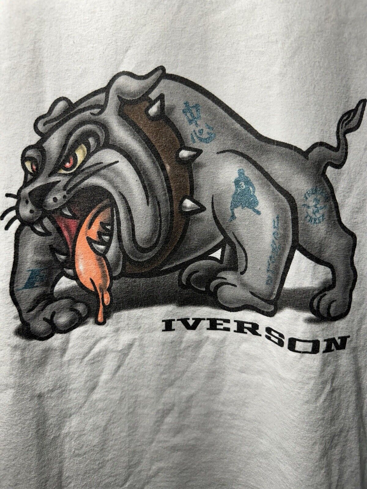 Vtg Y2K Reebok Allen Iverson White Bulldog Limited Edition T-Shirt Youth Sz XL