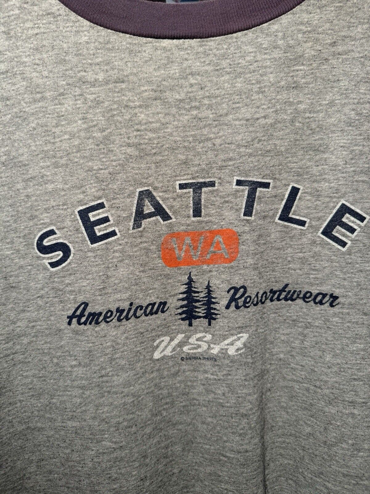 Vintage Seattle Washington USA Gray Ringer T-Shirt Sz XXL Delta Tag  