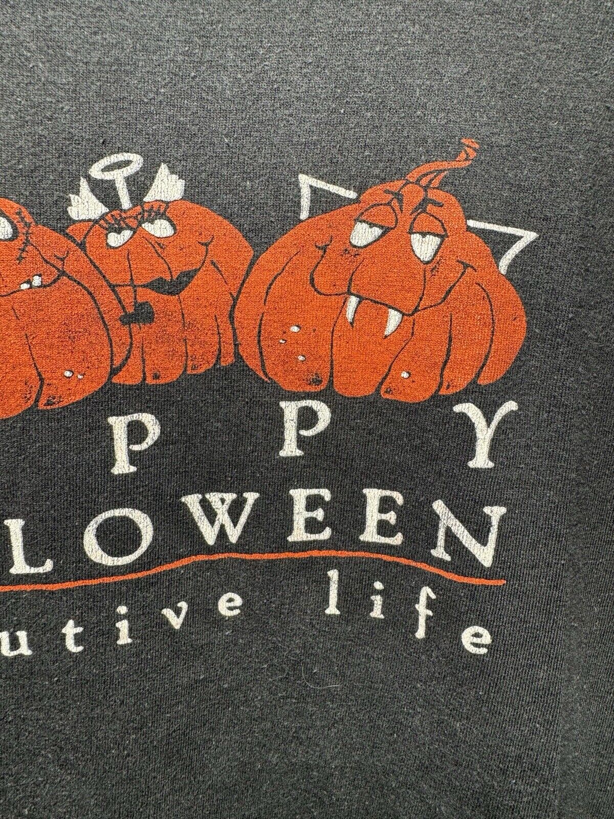 Vintage Jerzees Happy Halloween Executive Life T-Shirt Black Single Stitch Sz L