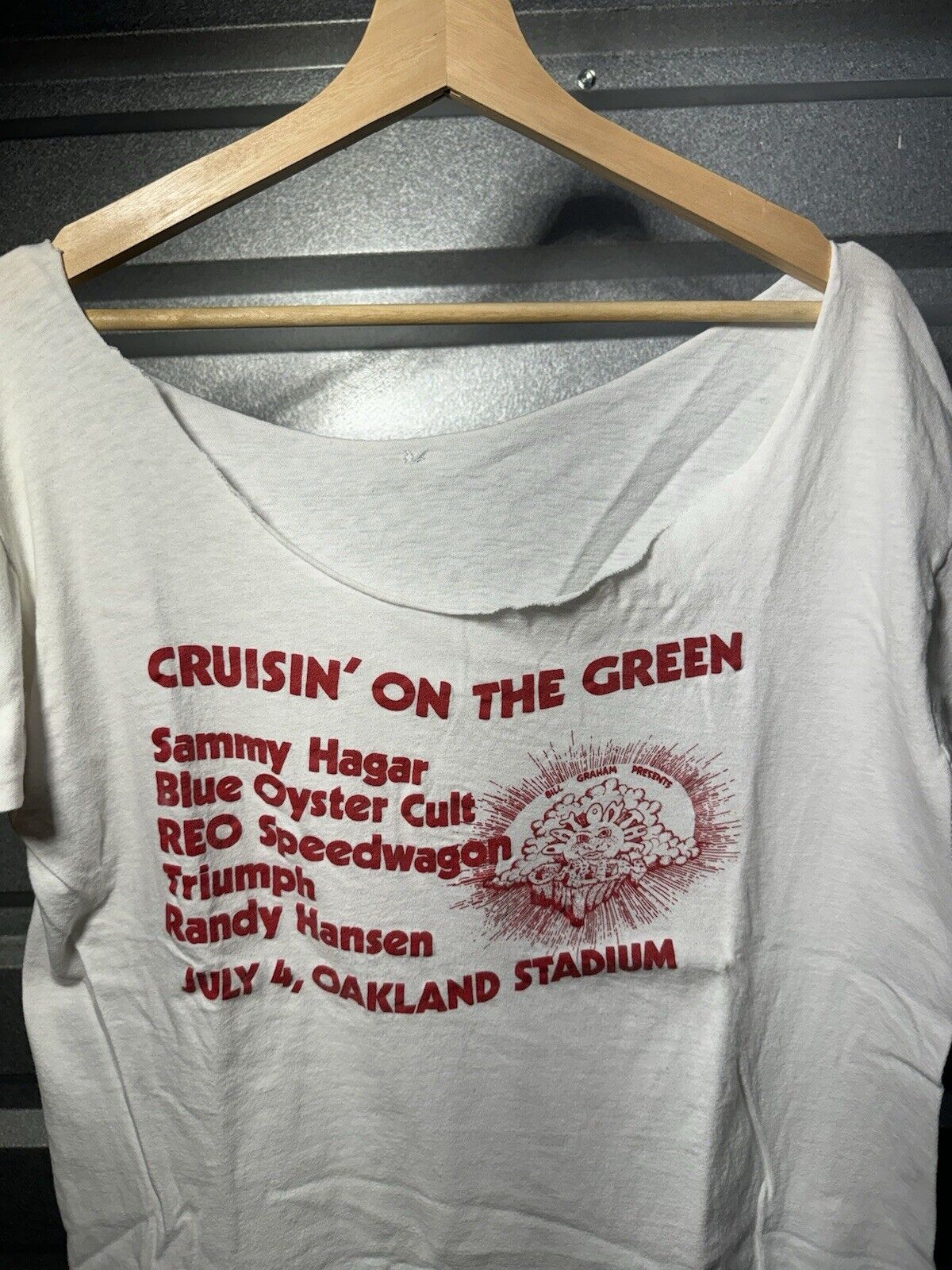 Vintage Day on The Green Music Festival 70s Oakland CA Sz L White Cut Collar