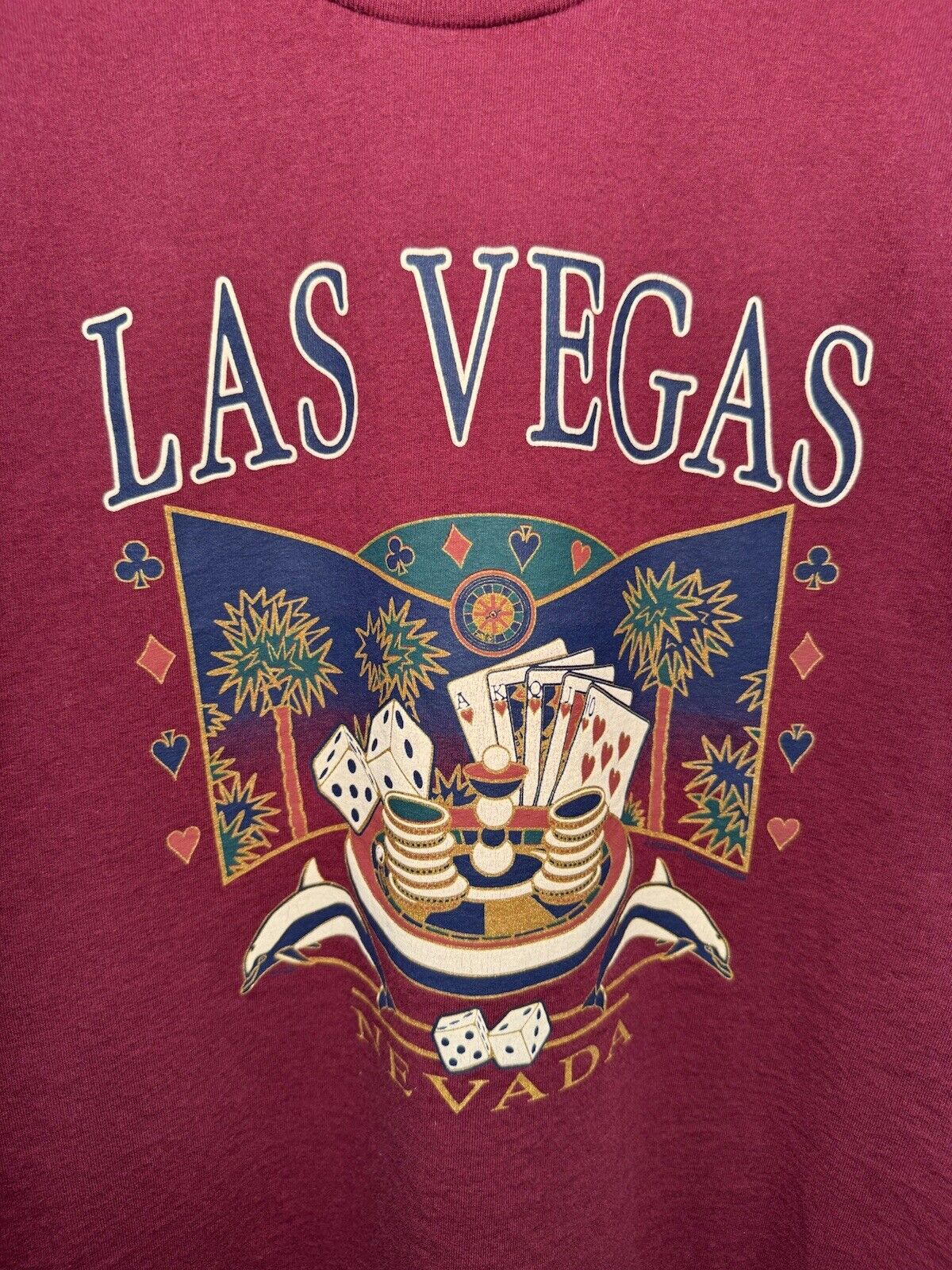 Vintage Las Vegas Nevada Casino T-Shirt Murina Sz L Burgundy Made in USA