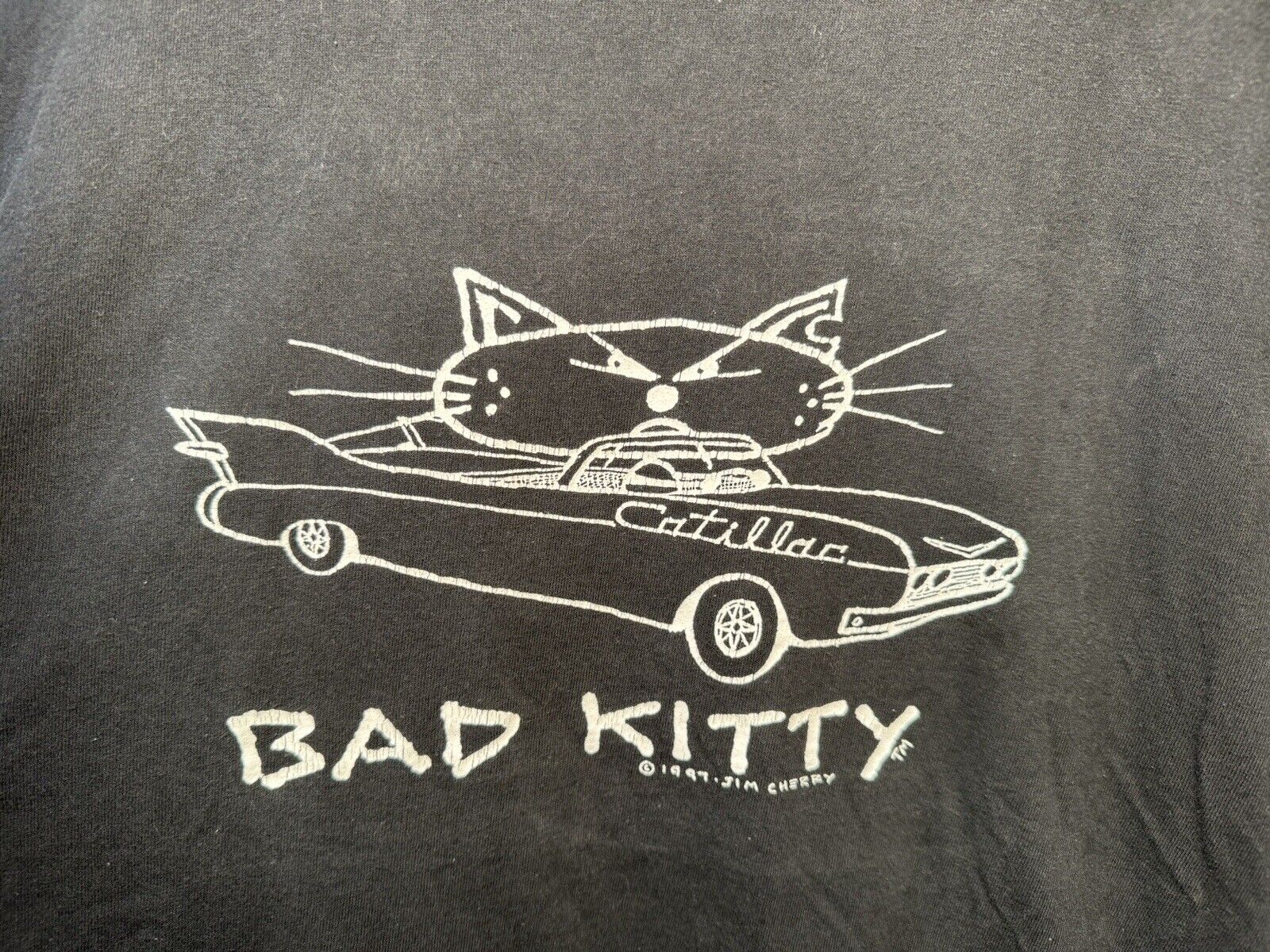 Vintage 1997 Bad Kitty Catillac T-Shirt Sz L Tultex Tag Black RARE 