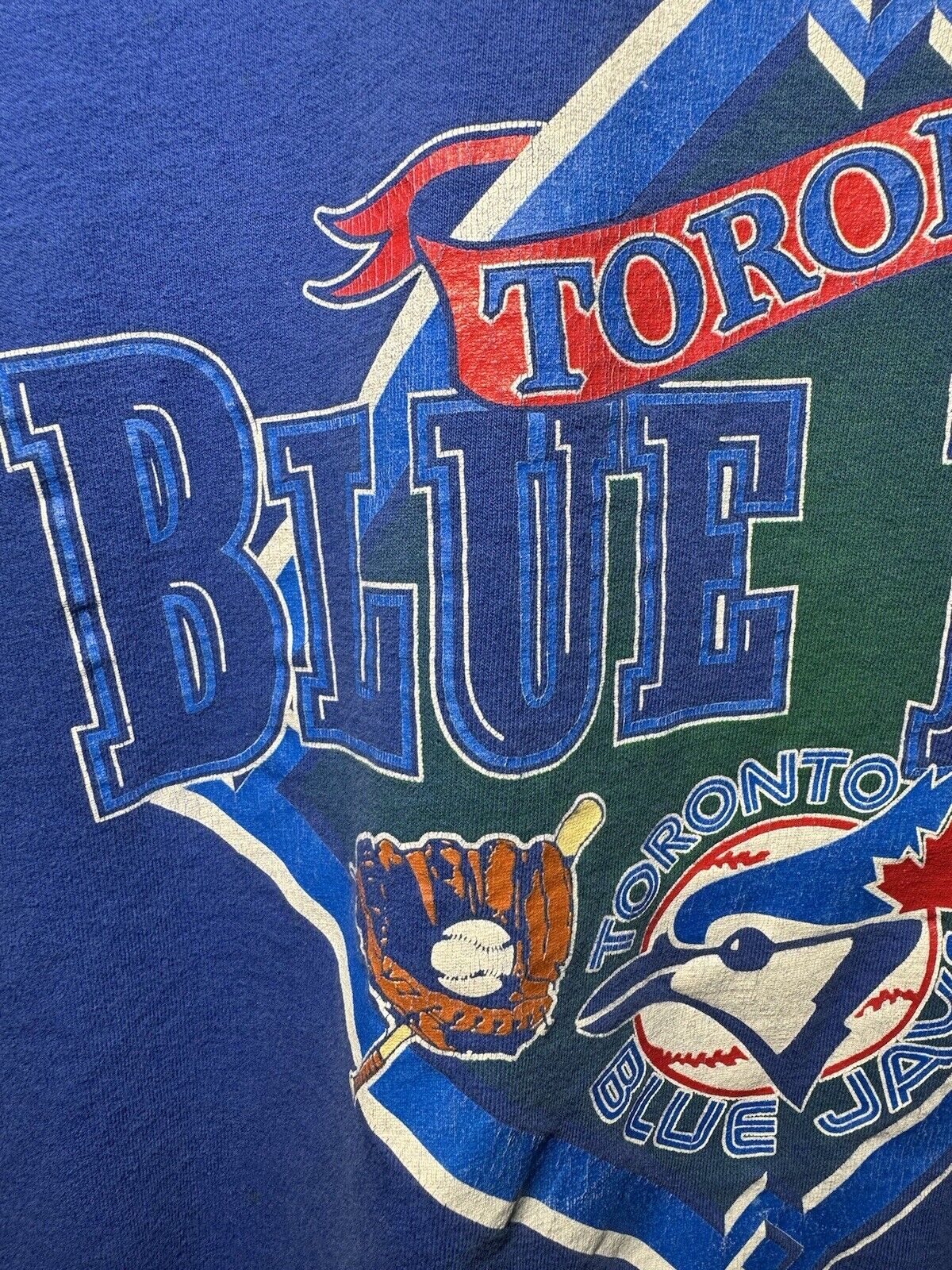 Vintage 90s Toronto Blue Jays T-Shirt Blue Sz Medium Nutmeg MLB 