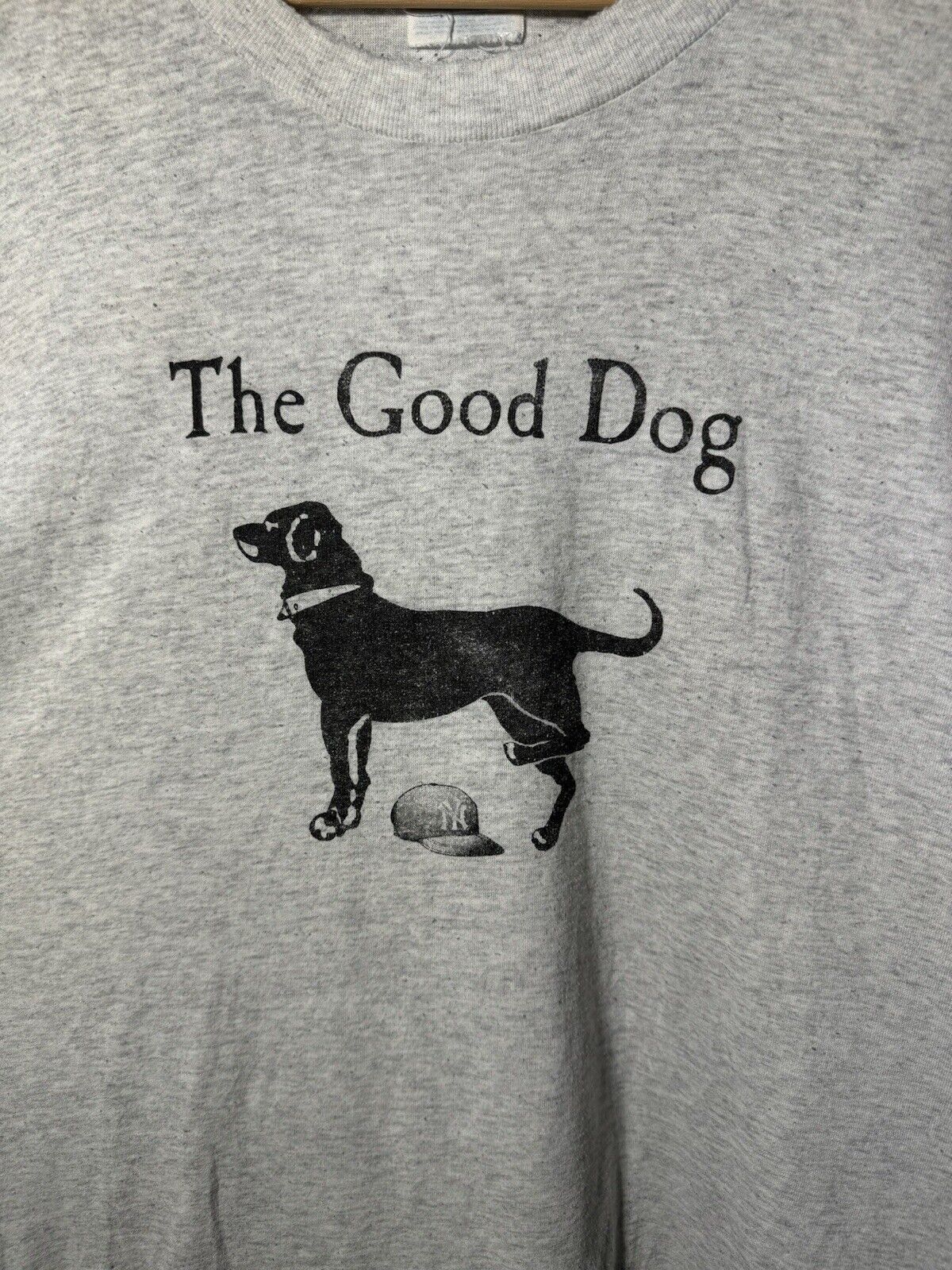 Vintage The Good Dog Yankees T-Shirt Sz XL Gray Paper Thin Hanes Funny 