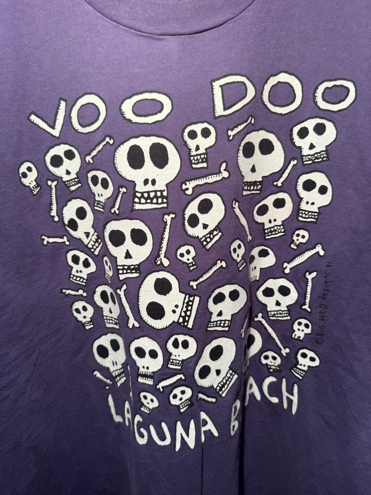 Vintage 1991 Laguna Beach Voo Doo Skull T-Shirt Sz XL Purple Rare 