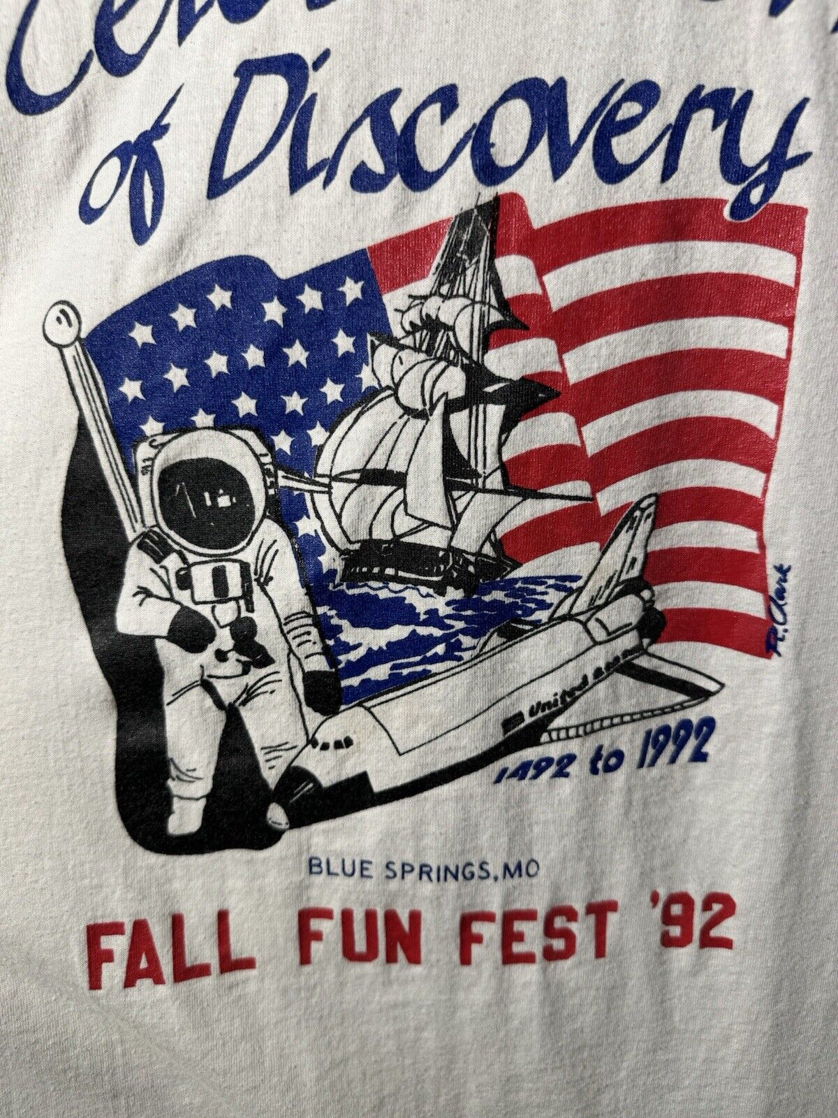 Vintage 1992 Celebration of Discovery Fall Fun Fest T-Shirt White Sz XL 