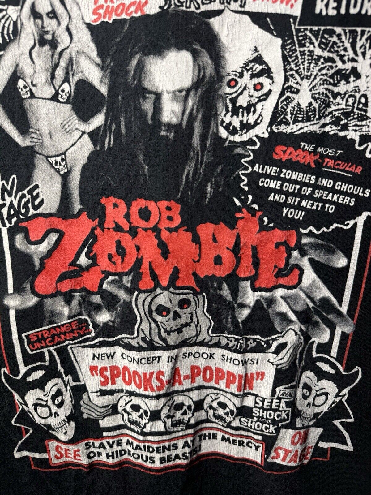 Vintage Rob Zombie Tour T-Shirt Size M Rock Spooks-A-Popping Great Zombie Show