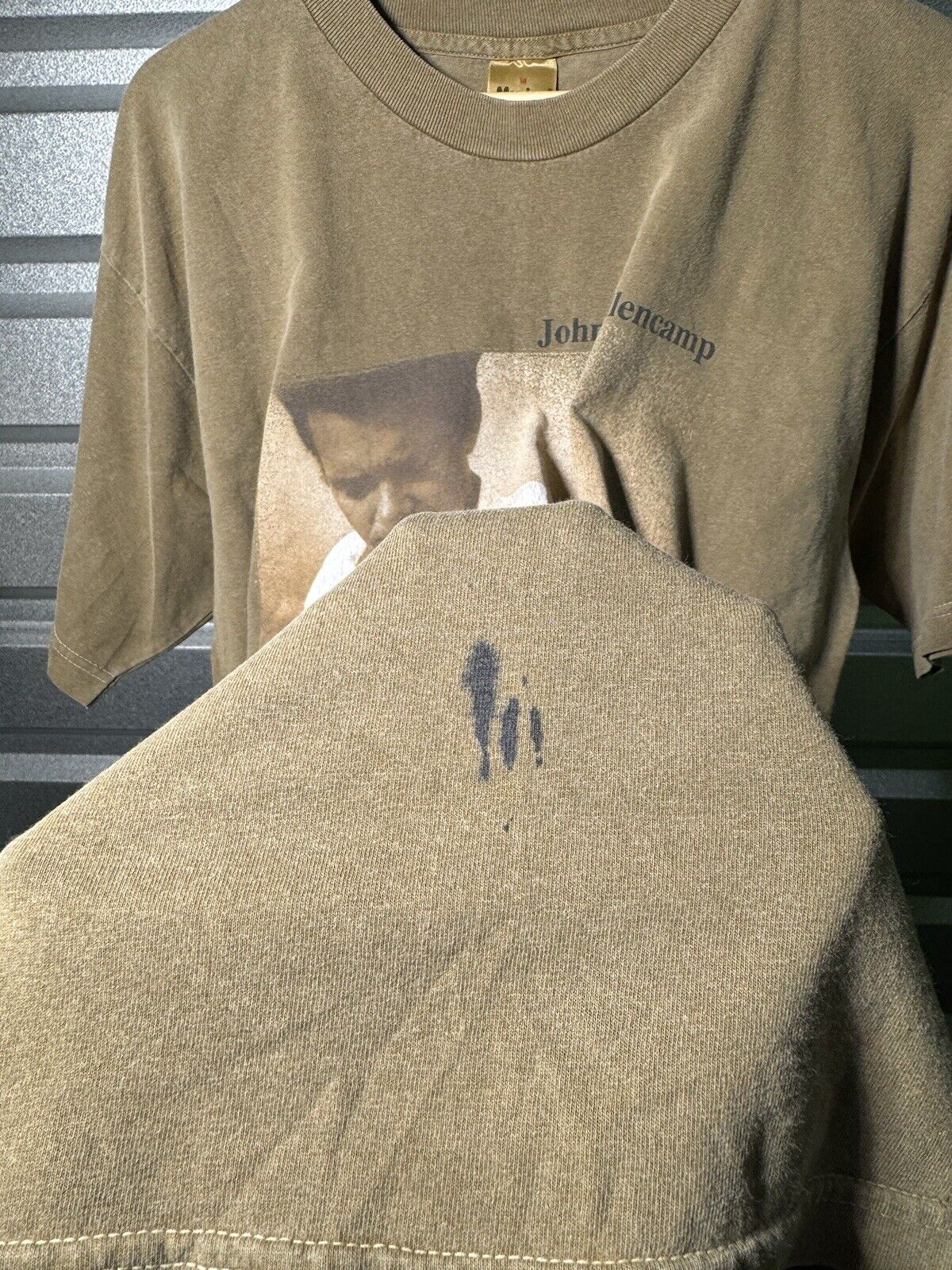 Vintage John Mellencamp 1999 Tour Concert T-Shirt Sz M Beige Dbl Sided 