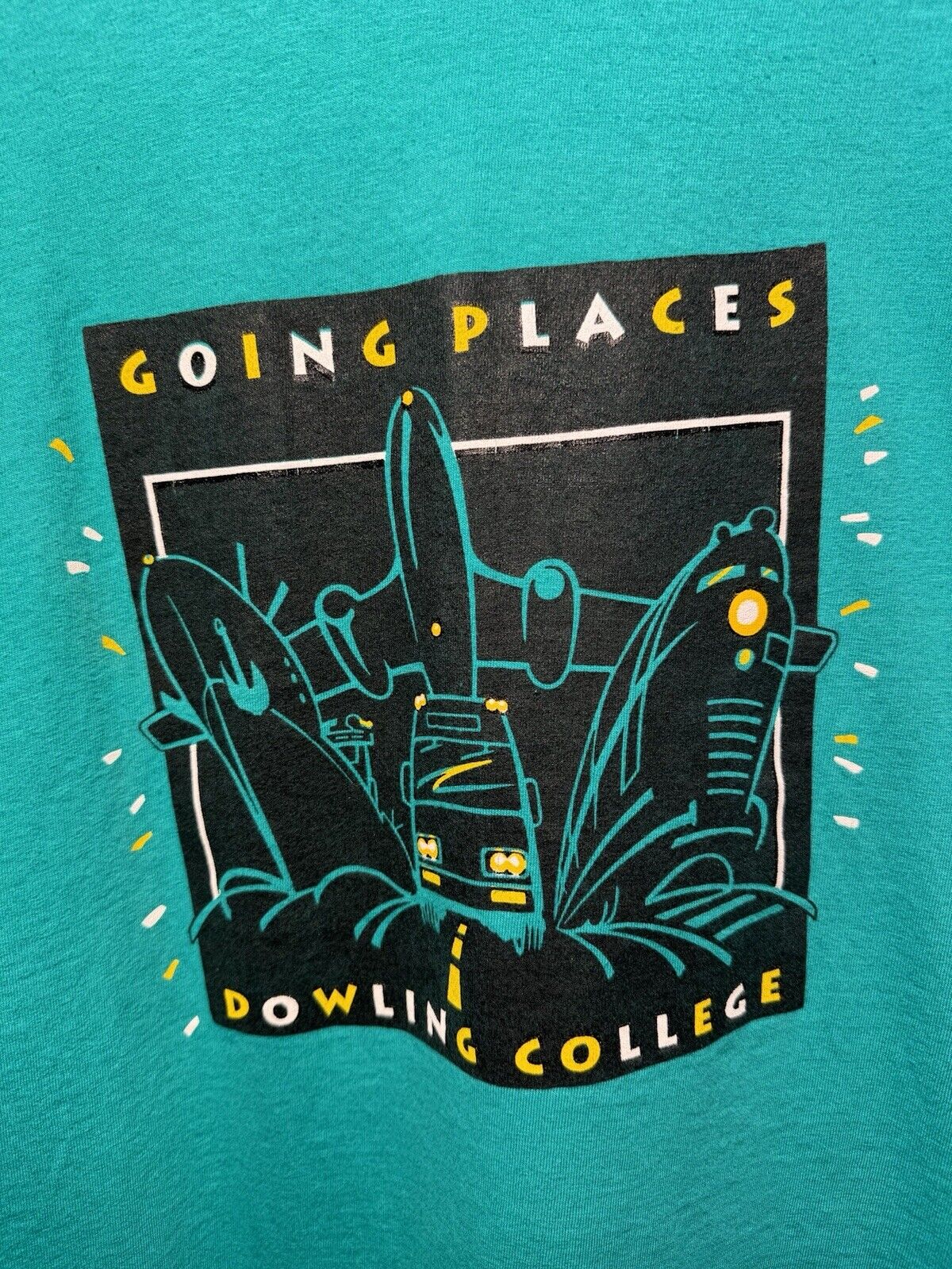 Vintage Dowling College T-Shirt Sz XL Hanes NY Blue Dbl Sided Single Stitch