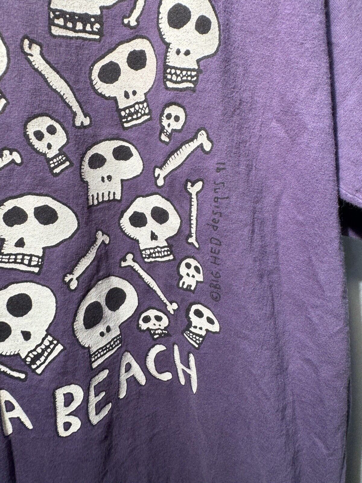 Vintage 1991 Laguna Beach Voo Doo Skull T-Shirt Sz XL Purple Rare 