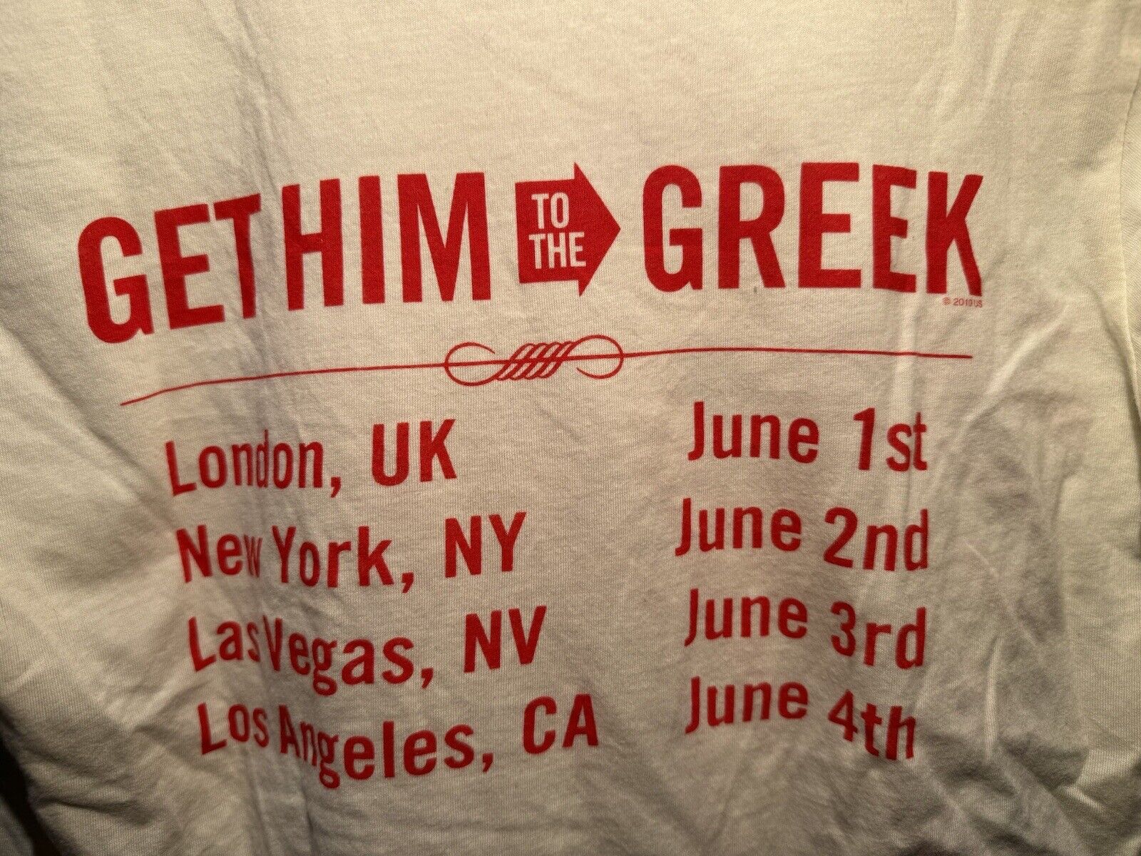 Vintage Get Him In Greek 2010 Promo T-Shirt Women’s Size L Double Sided RARE