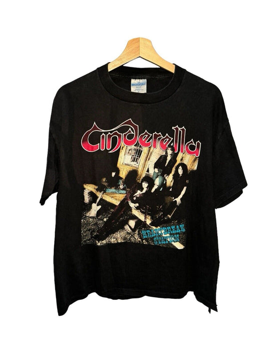 Vintage 1991 Cinderella World Tour T Shirt XL Black Double Sided Band Brockum 