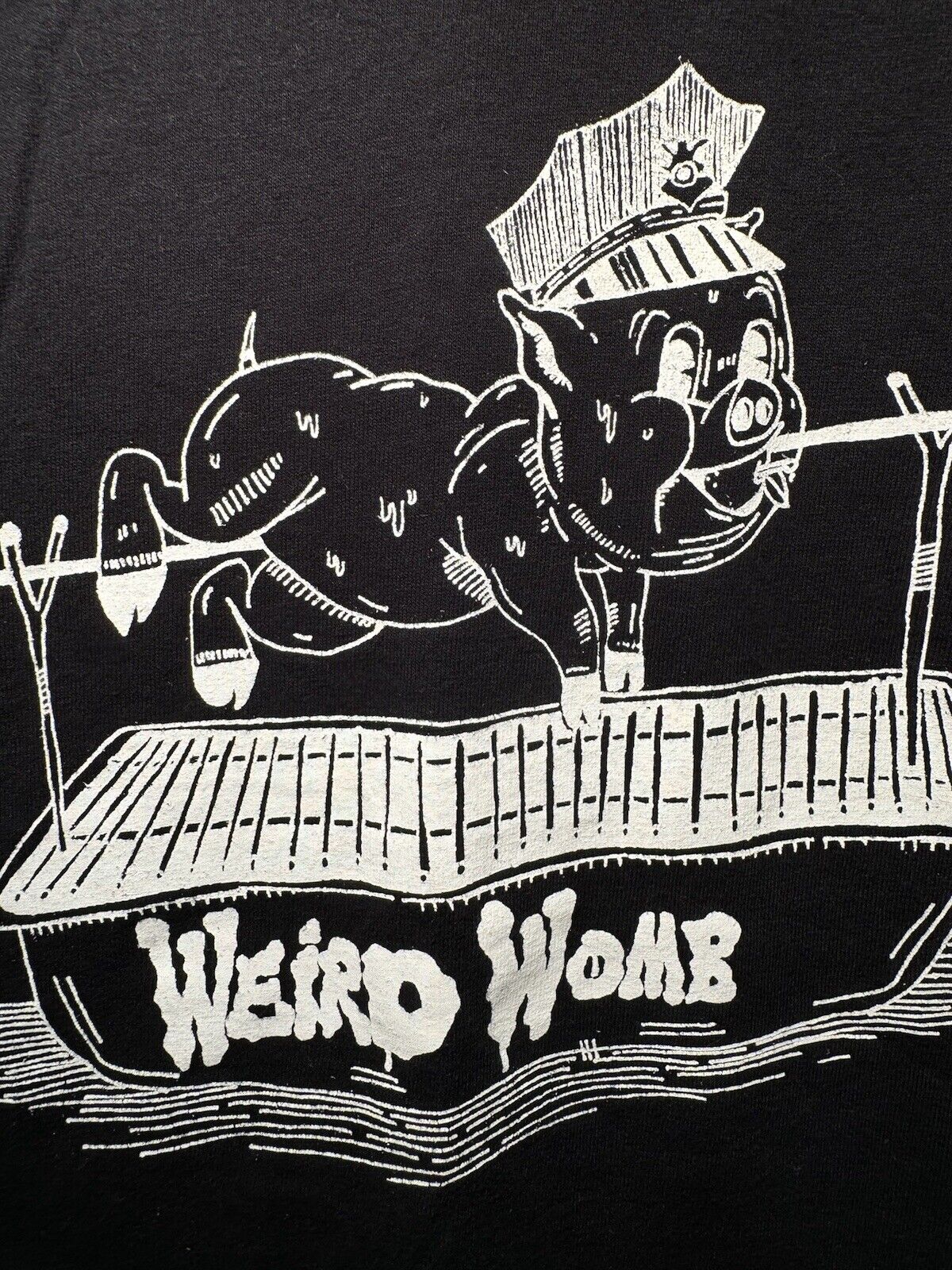 Vintage Weird Womb T-Shirt Band Music Skate Black Gildan Sz S  